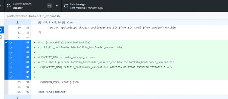 Source code snippet in GitHub editor with highlighted changes.