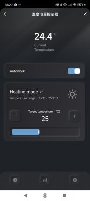 Tuya app on a phone displaying temperature and automation options.