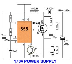 Schemat regulowanej przetwornicy step down na NE555, zasilanie 12-13V
