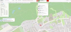 Zrzut ekranu mapy z lokalizacją nadajników BTS i proponowanym miejscem instalacji