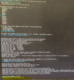 Console screen showing software selection and configuration for Nous PB GU10 RGBCT Bulb.