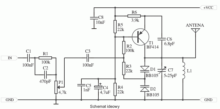 Nadajnik J-73 jak cewka dla 88 - 108MHz Nadajnik J-73 jak cewka dla 88 - 108MHz