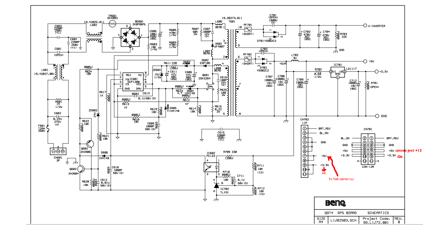 Схема монитора. Схема инвертора в мониторе BENQ q7t4. Схема монитора BENQ fp71g. BENQ fp71g схема блока питания. Схема блока питания монитора BENQ q7t4.