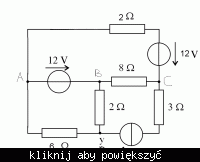 Obliczanie prądów i napięcia między x-y w obwodzie – metody: oczkowa, węzłowa, przekształcenia