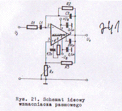 wzmacnacz selektywny RC z mostkiem wiena