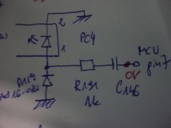 Electronic circuit diagram featuring optocoupler PC4 and related components.