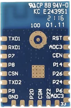 Electronic PCB module with labeled signal pins and soldering pads