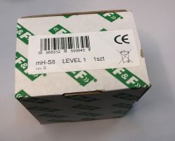 F&amp;F product box with a label mH-S8 LEVEL 1, barcode, and CE mark.