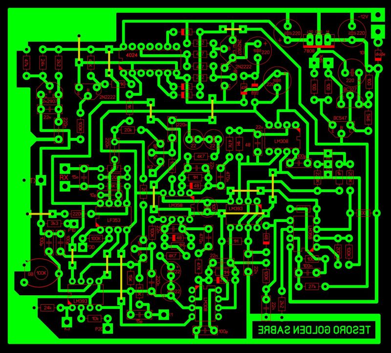 Projekt płytki PCB dla wykrywacza metali Tesoro Golden Sabre Light
