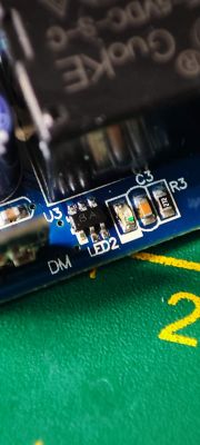 Close-up of electronic components on a circuit board.