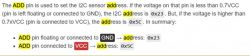 Instructions for configuring the I2C sensor address using the ADD pin.