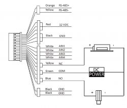 Schemat podłączenia elektrozaczepu ŁUCZNIK 1743R z panelem Hikvision.