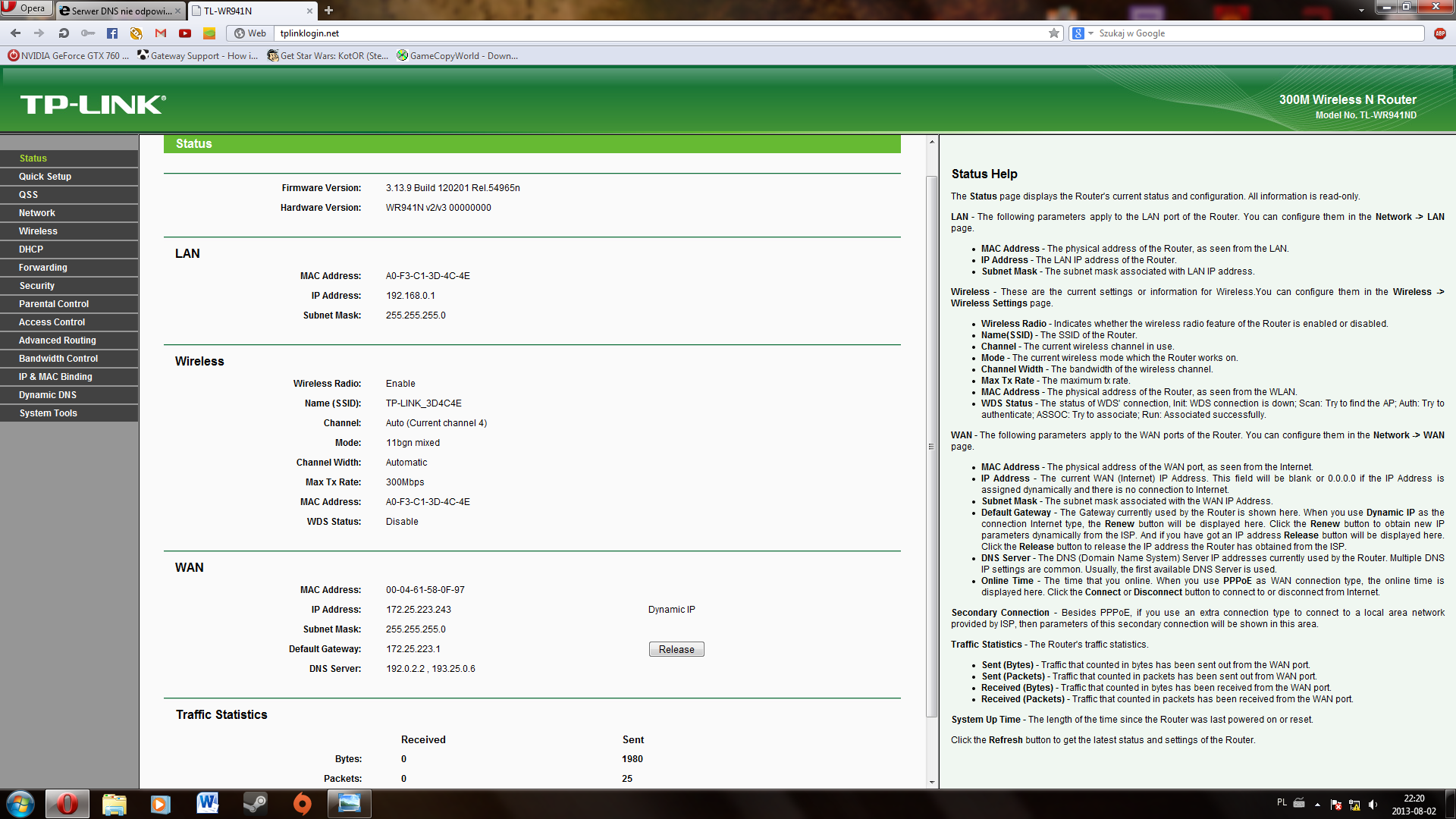 Serwer DNS nie odpowiada - TP-LINK WR941ND - elektroda.pl