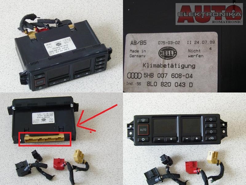 Schemat podłączenia sterownika klimatronik Audi A3 8L / A4 B5 - piny