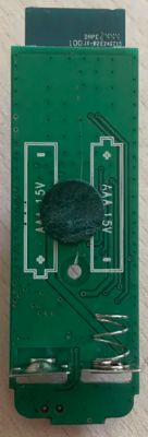 Printed circuit board with AAA battery slots and electronic components