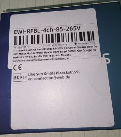 Product label with barcode and information about a smart module.