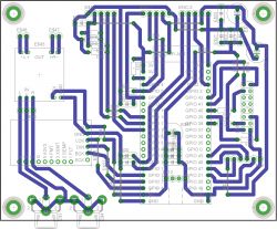 Single-Sided PCB with Connections Single-sided PCB design with various trace connections.