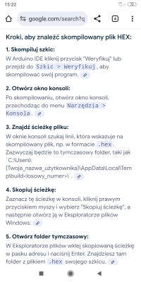 Instruction steps for locating a HEX file in Arduino IDE shown on a smartphone screen