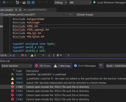 Screenshot of errors in Visual Studio 2022 during project compilation.