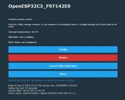 Screen of the OpenESP32C3 user interface displaying system information.