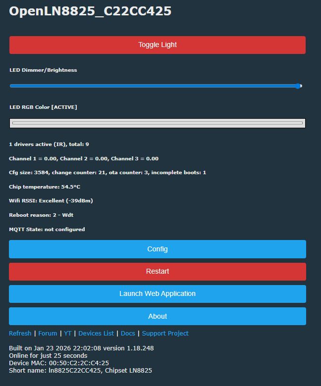 LN8825B Flashdump Resources, UART Pinout, and OTA Web App for Lightning Semi LN8825