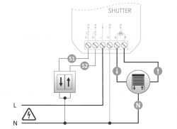 Connecting a wall switch to a FOX Shutter module - configuration and diagram