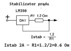 Schemat stabilizatora prądu z układem LM350.