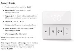 Room Thermostat with LED Display and WiFi Control White room thermostat with touch buttons and LED display.