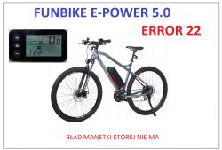 Zdjęcie e-roweru FUNBIKE E-POWER 5.0 z błędem nr 22 na wyświetlaczu.