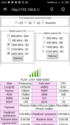 Plus LTE Huawei b535 poor coverage. Antenna selection or operator change?