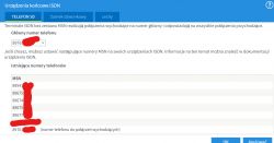 Konfiguracja urządzenia ISDN z widocznymi numerami MSN.