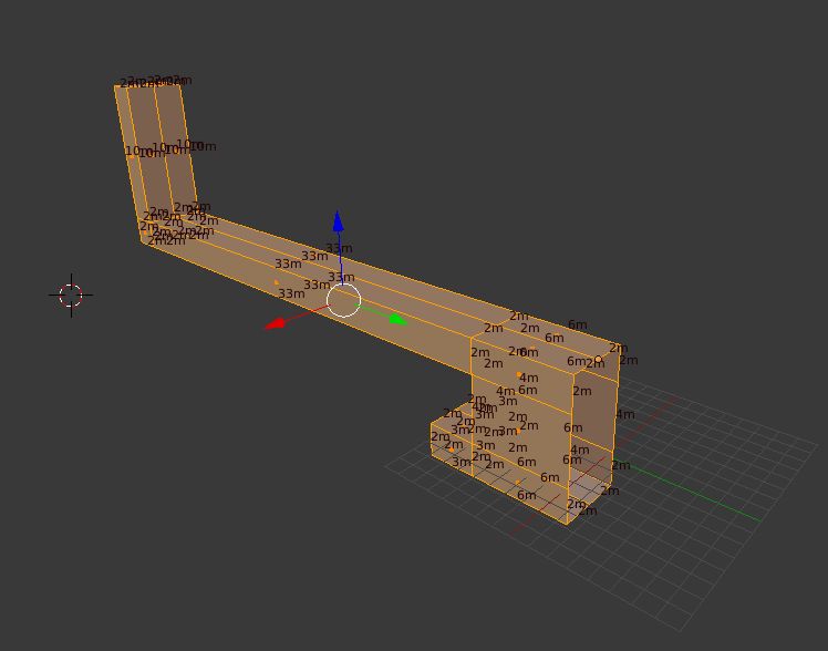 3D phone holder model in Blender with visible mesh dimensions