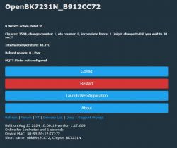 OpenBK7231N control panel with system information