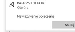 Screen fragment showing Connecting to Wi-Fi network BATA825001CKETR in Windows.