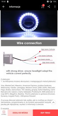 Podłączenie kabli soczewek bi LED przez kostkę męską H4 Podłączenie kabli soczewek bi LED przez kostkę męską H4