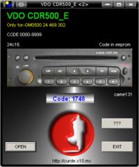 GM VDO CDR500 - odczytanie kodu z wsadu do radia GM VDO CDR500(E)