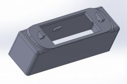 3D model of a rectangular battery compartment.