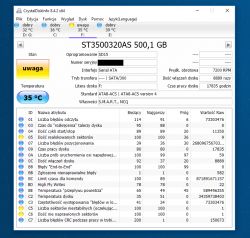 Ocena stanu dysku Seagate 500GB ST3500320AS - analiza SMART bez MHDD