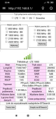 LTE T-mobile, prędkość internetu w jednej minucie od 0,4mb/s do 60mb/s