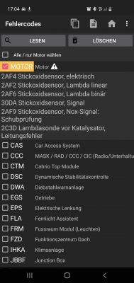 BMW 120i E88 N43 - Błąd 2C3D, wymiana czujnika NOx, kontrola sygnału sondy lambda (SLU 4.9)