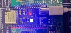 ESP32-S3 N16R8 module with illuminated LEDs and USB-C connector