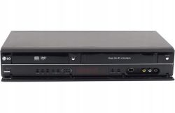 Odtwarzacz LG RC389H z funkcją nagrywania VHS i DVD z widocznymi wejściami na przednim panelu.