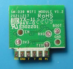 SM-039 WiFi module board with visible connector labels.