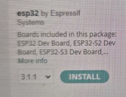 List of ESP32 boards to install in Arduino IDE.