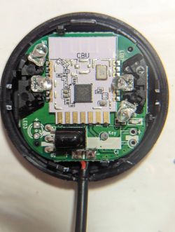 PCB with LED module in a round housing PCB with LED electronics and a controlling module in a round housing.