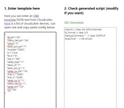 Interface for Generating Scripts from JSON Settings View of an interface for converting JSON settings to a script.