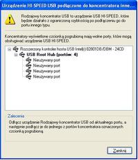 HUB USB 2.0 Certified High Speed. Urządzenie może działać szybciej