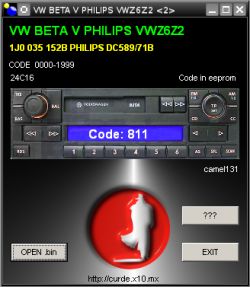 Odczytywanie kodu z pliku bin w Radiu VW beta V Philips - Jak to zrobić?