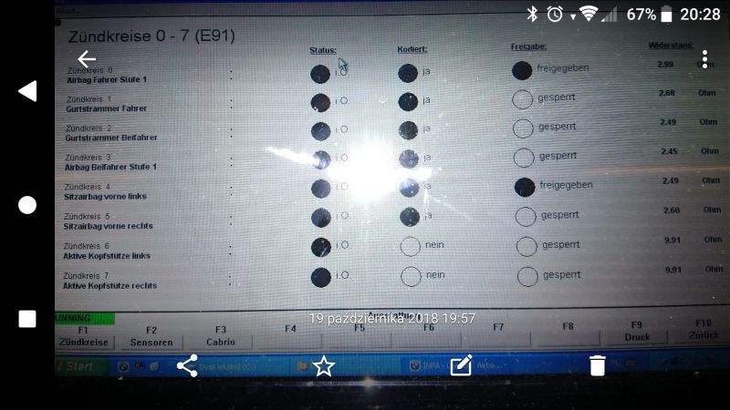 BMW e91 - błąd Zk12 airbag, większa rezystancja poduszki kierowcy