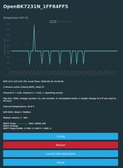 User interface with CPU chart and buttons in OpenBK7231N application